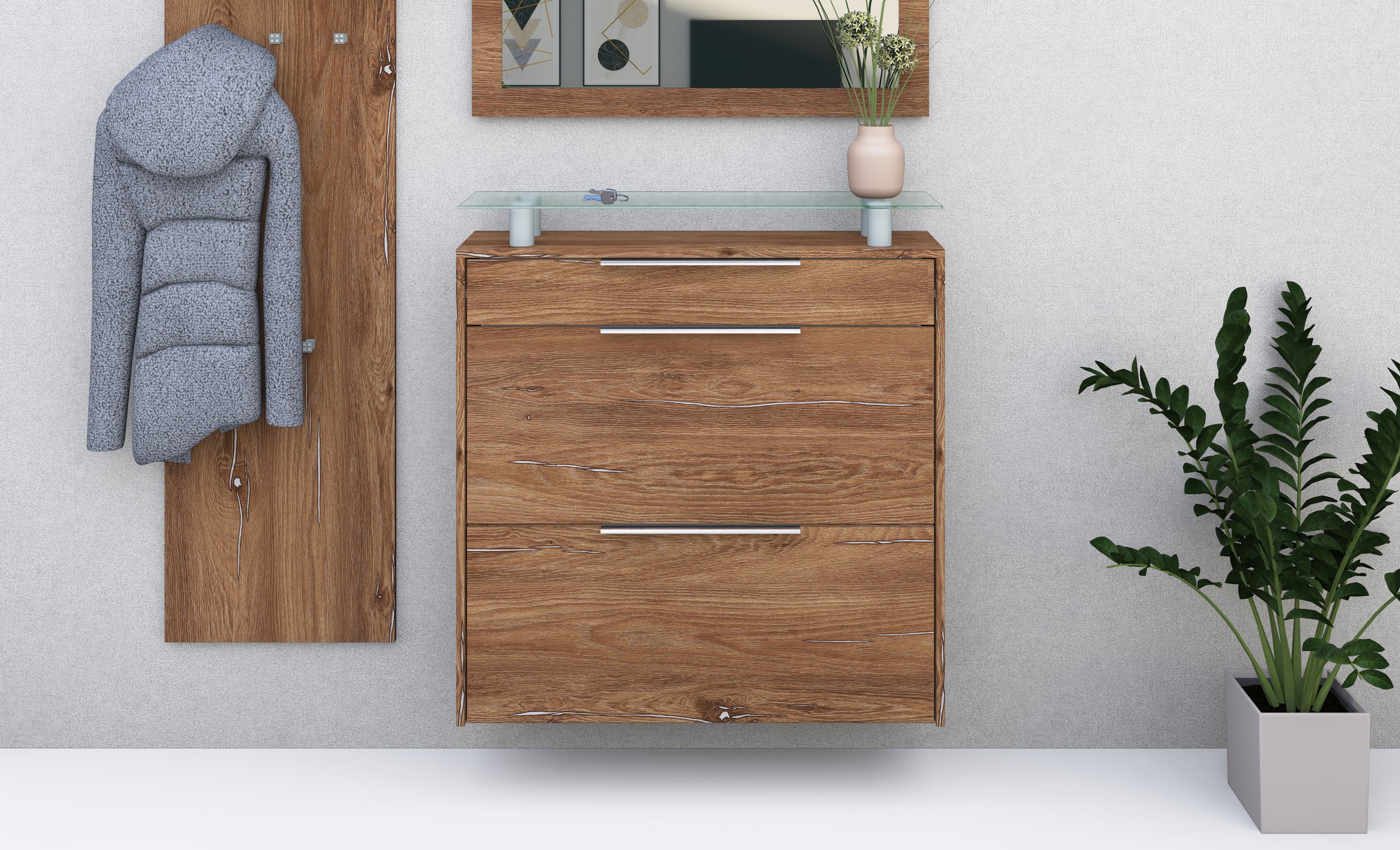 borchardt Möbel Schuhschrank »Oliva« Breite 89 cm, hängend, mit 2 Doppeltrommel und 1 Schubkasten