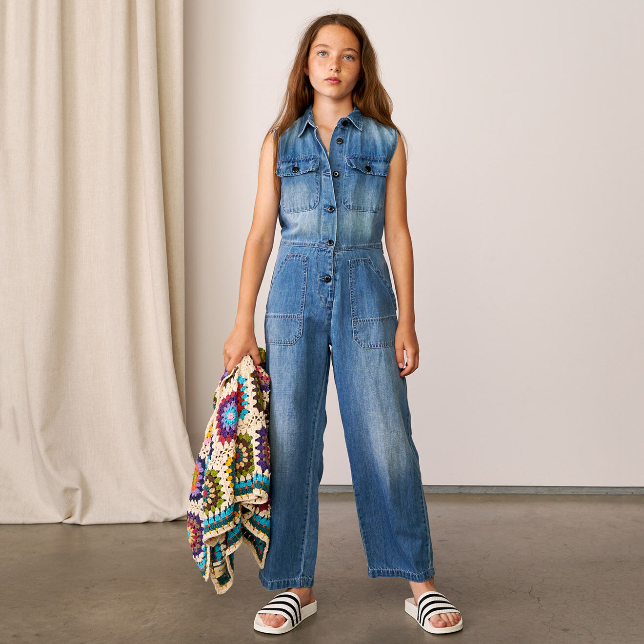 Bellerose Combinaison Parole en Coton & Chanvre mélangés bleu délavé