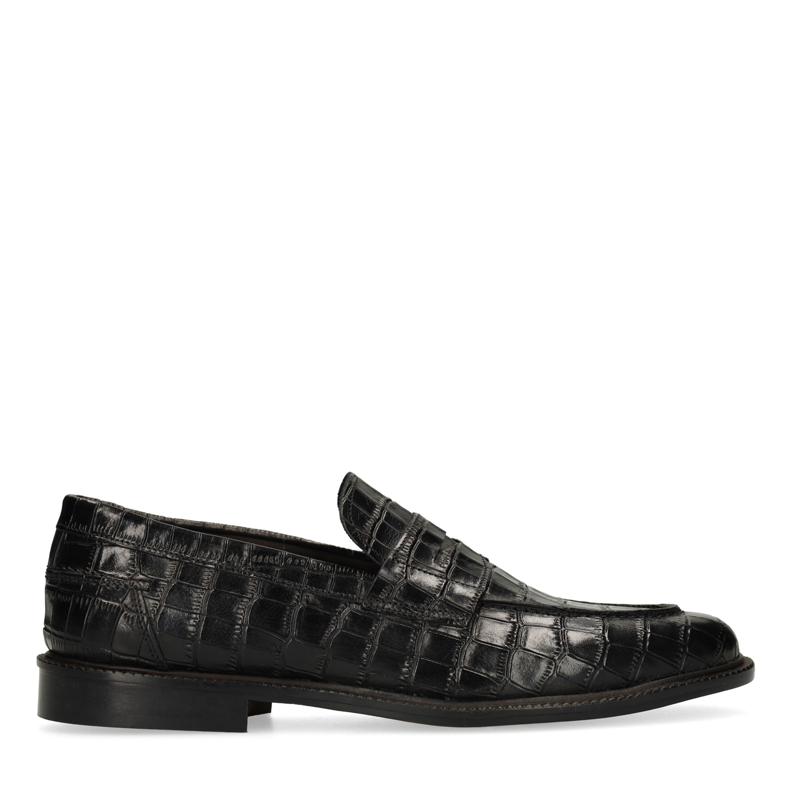 Zwarte leren croco loafers