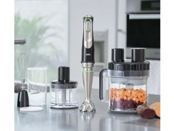Braun MultiQuick 9 MQ 9195XLI, Nedsænkning blender, 2 L, Knusning af is, 1,2 m, 1200 W, Sort, Rustfrit stål