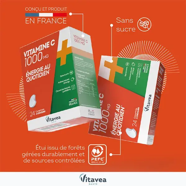 Vitavea Vitamina C 1000mg Energia Diária 24 Comprimidos Mastigáveis