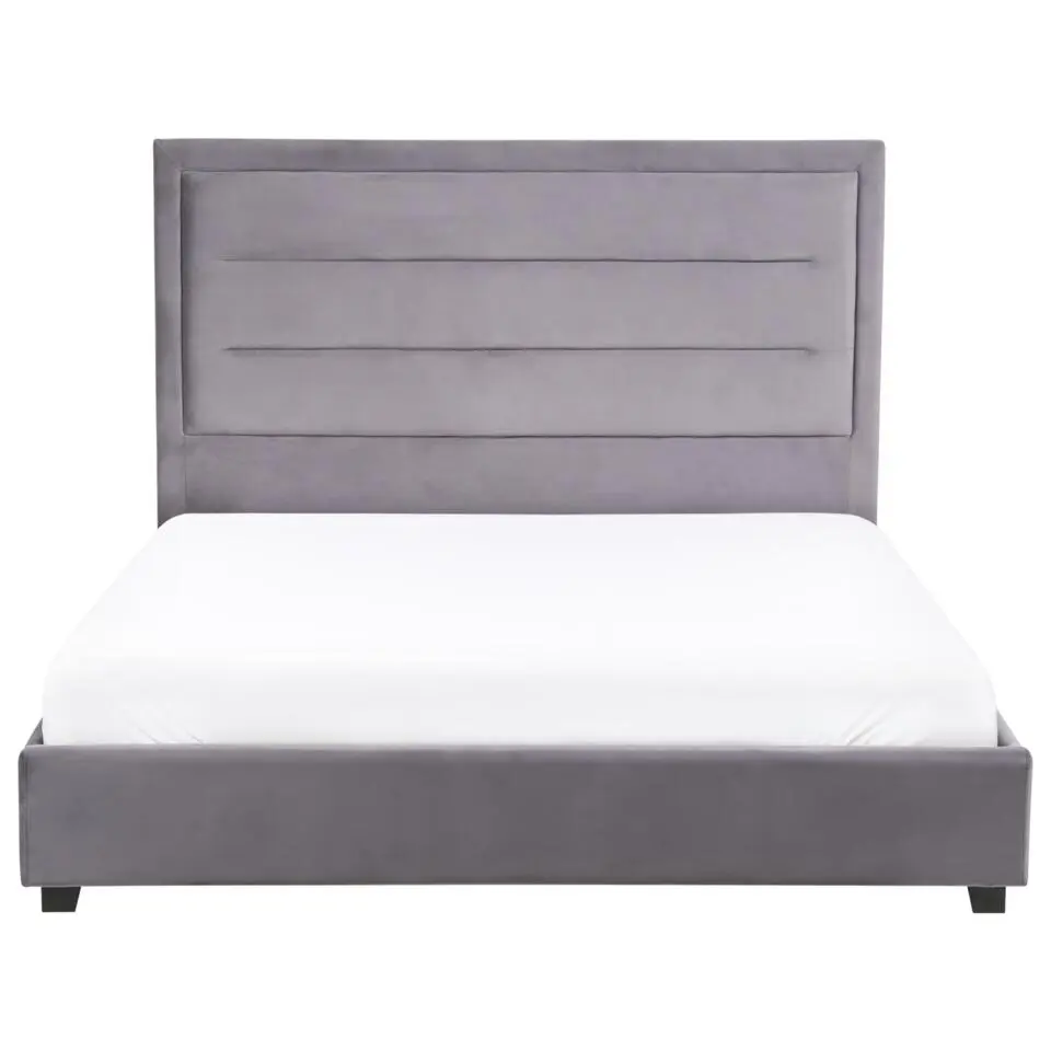 ROUEN - Tweepersoonsbed - Donkergrijs - 140 x 200 cm - Fluweel