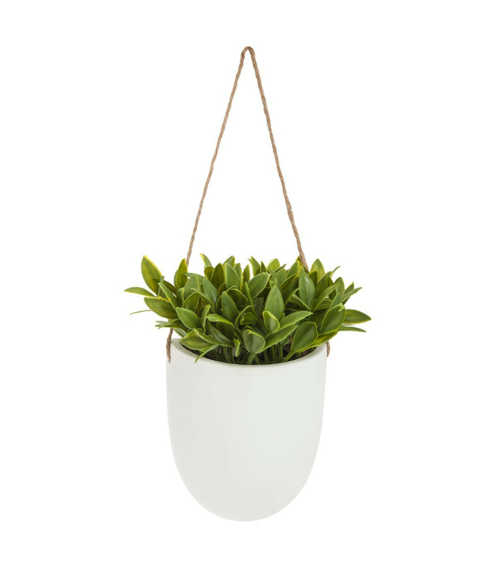 Plante artificielle à suspendre pot en céramique h 20 cm