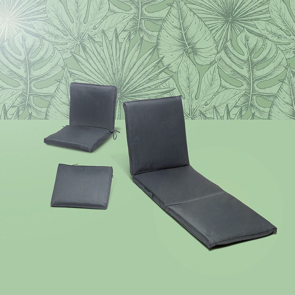 Coussin de fauteuil carré gris anthracite fixation nouette