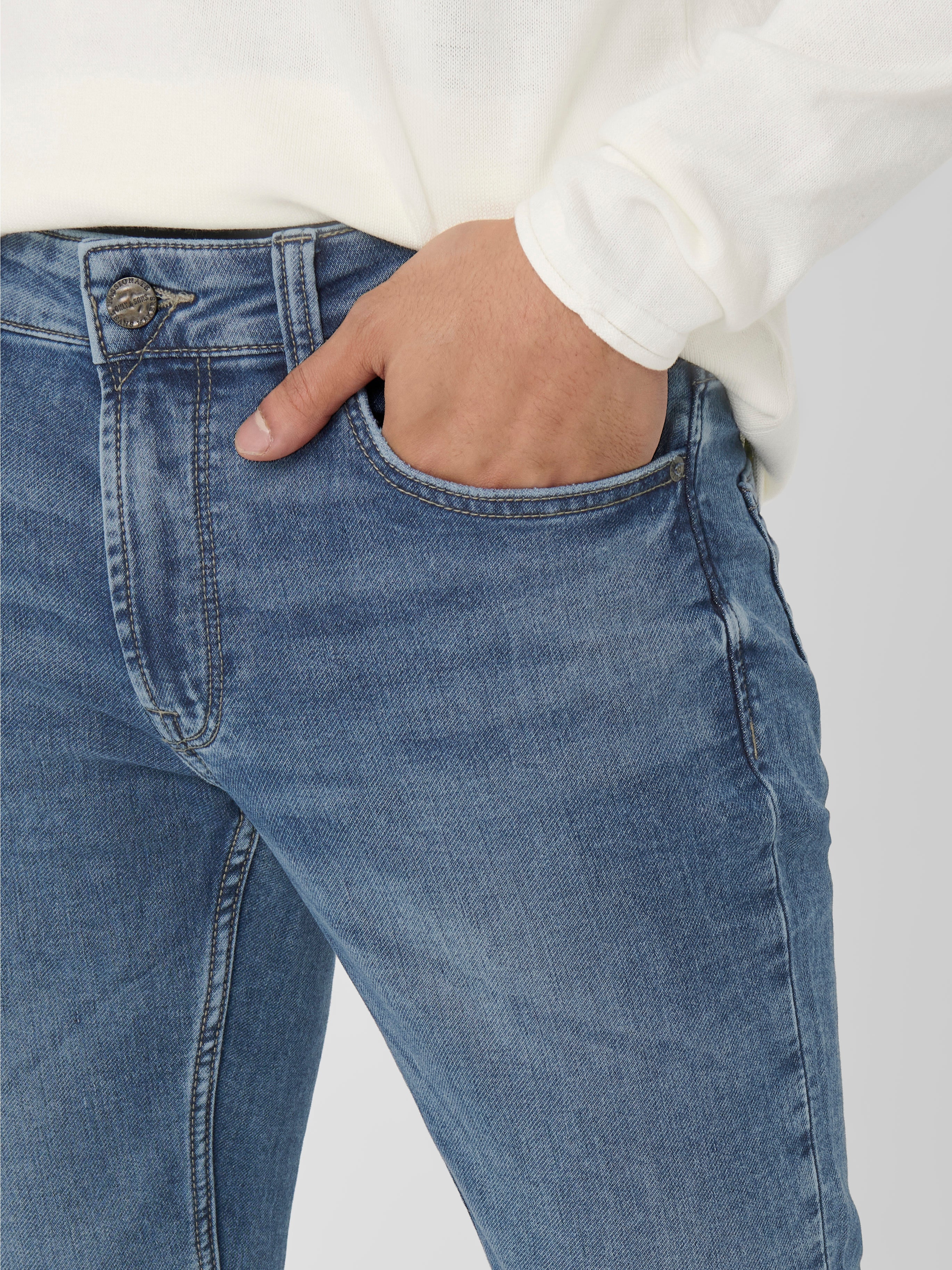 ONSLOOM Niedrige Taille Slim Fit Jeans Blue Denim