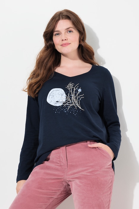 Shirt, Herzausschnitt, Langarm, Biobaumwolle