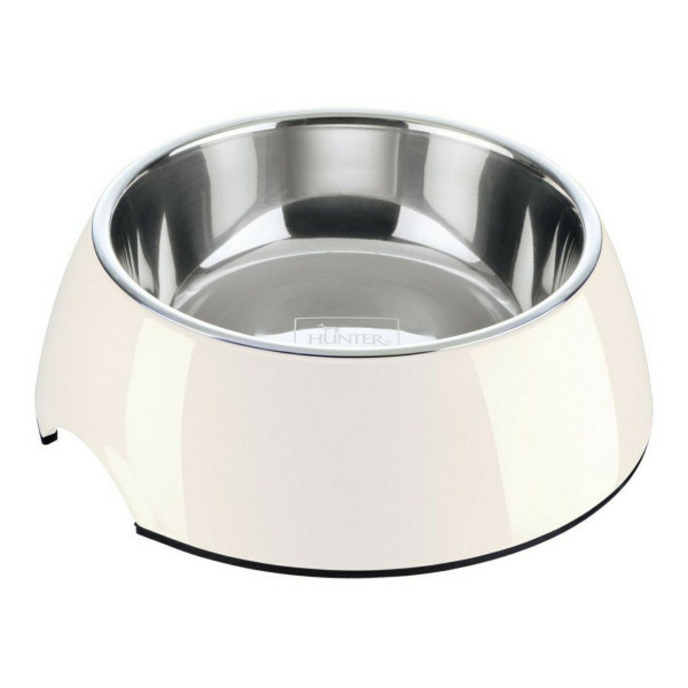 Mangeoire pour chiens acier inoxydable mélamine blanc (14,5 x 14,5 x 7 cm)