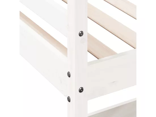 Lit superposé avec bureau blanc 90x190 cm bois de pin massif
