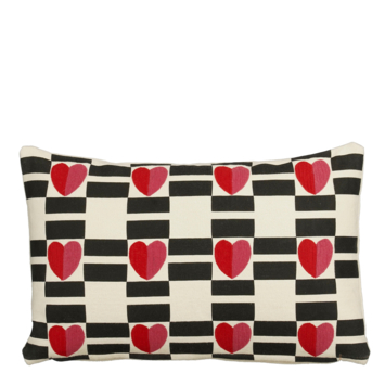 Sierkussen streep hart rood - l55xb35xh10cm