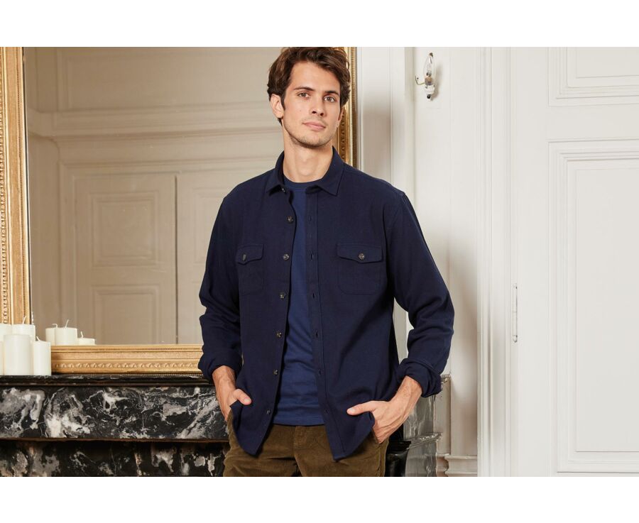 Surchemise en flanelle Navy - ANGELIN