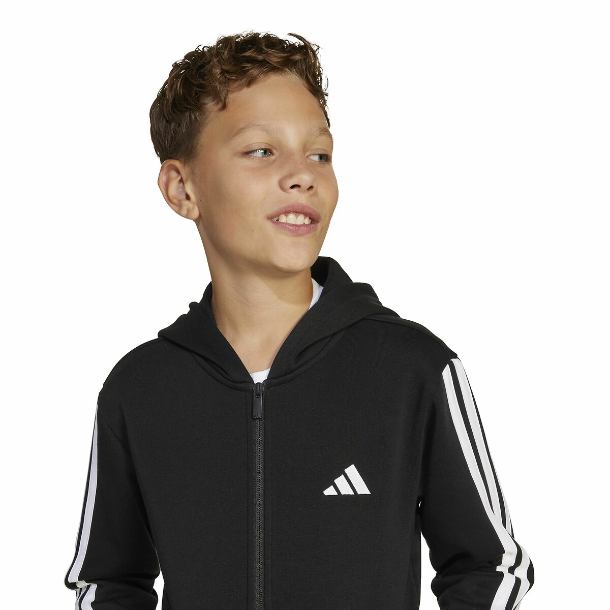 ADIDAS ROUPAS ESPORTIVAS<br>Suéter com zíper em fleece escovado
