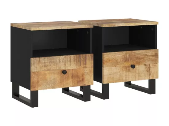 Tables de chevet 2 pcs Bois de manguier solide et d'ingénierie