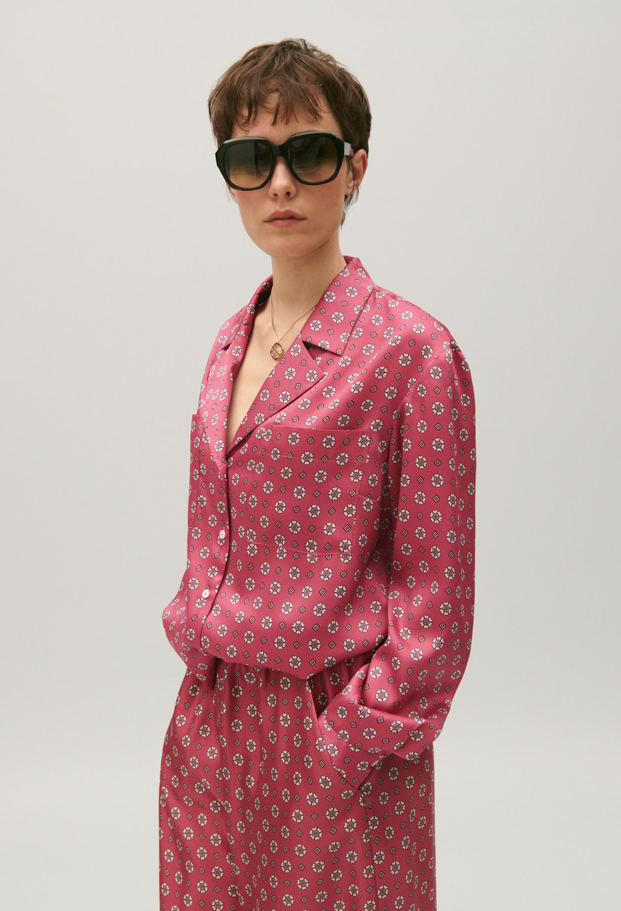 Chemise satinee imprimee