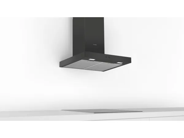 Bosch Serie | 2 DWB66BC60 - Hætte - skorsten flad - bredde: 60 cm - dybde: 50 cm - udtrækning og recirkulation (-) - sort