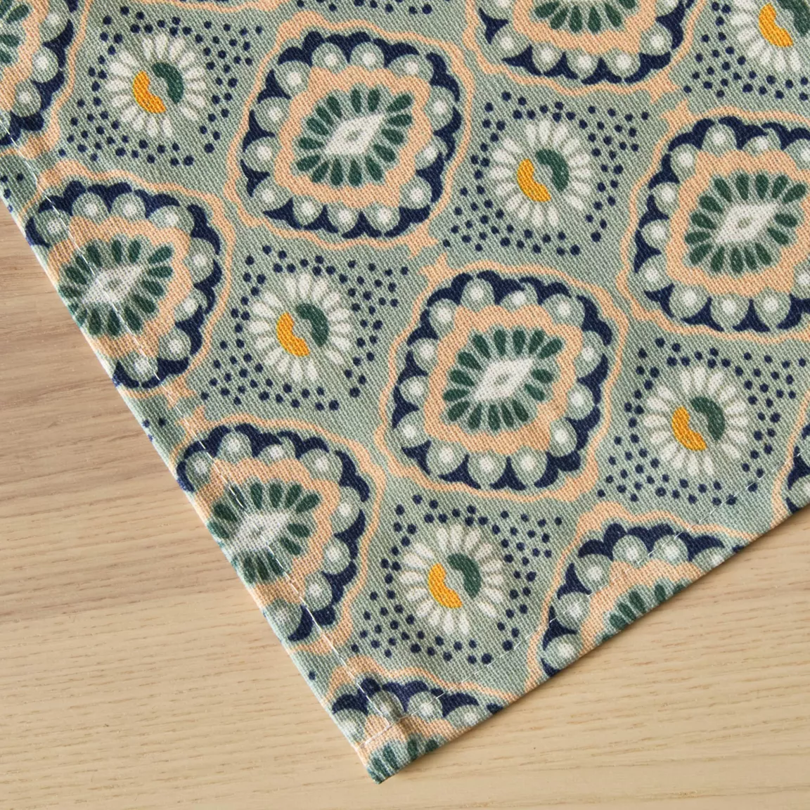 Nappe rectangulaire coton enduit (150 x 250 cm) Palerme Verte