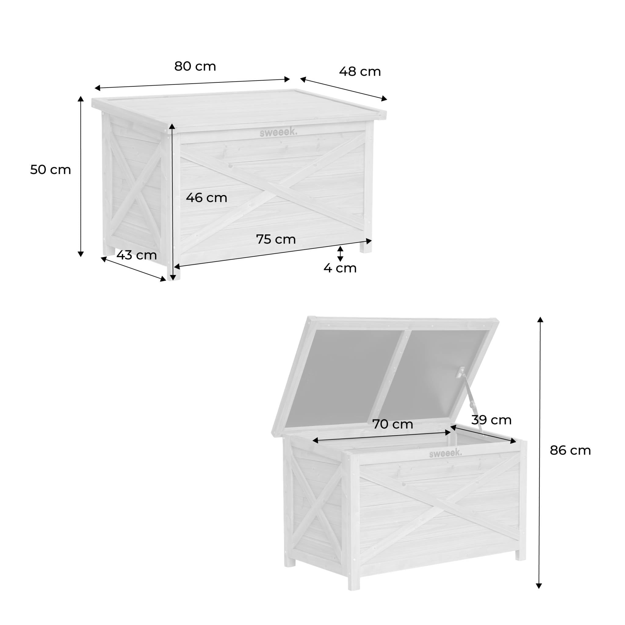 sweeek - Houten opbergkist 80 cm