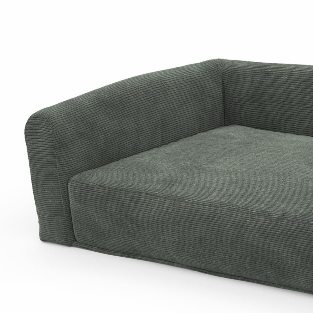 Panier pour chien leonard en tissu velours côtelé vert taille l