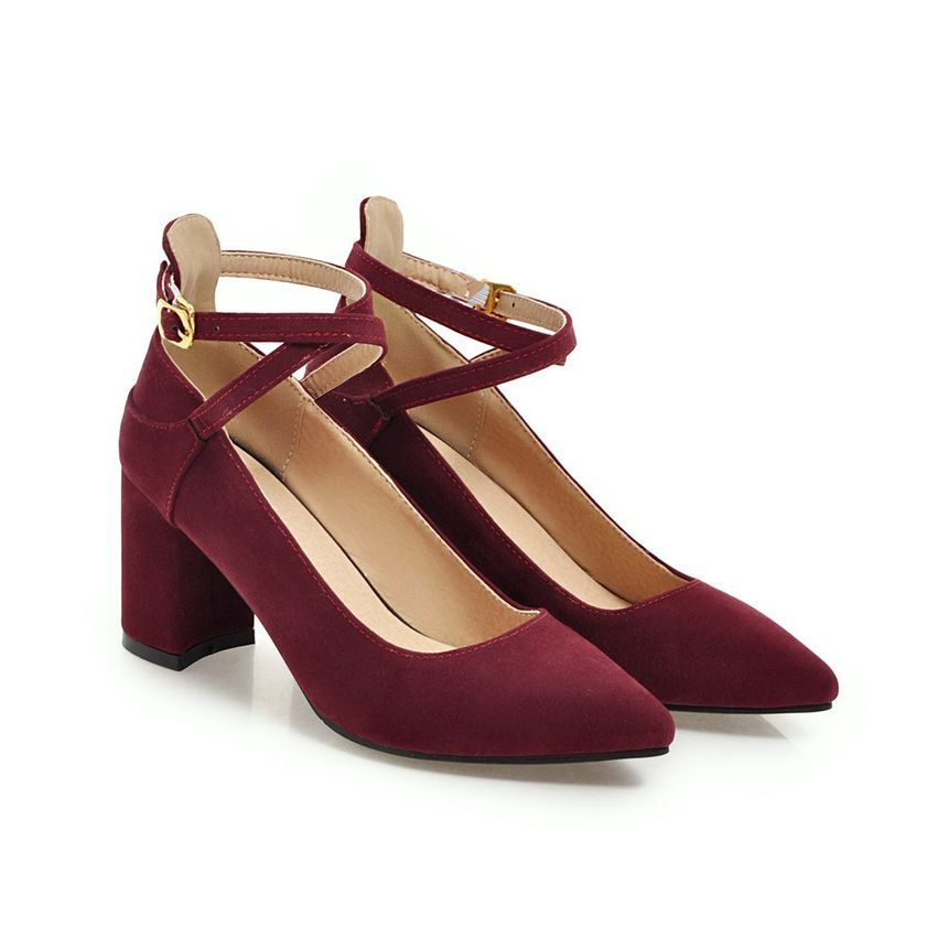 Megan - Pumps met enkelbandjes en puntige blokhak