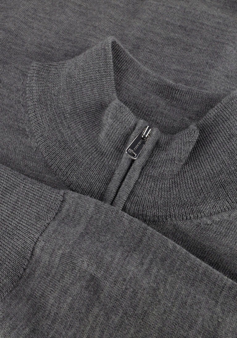 grijze profuomo trui pullover half zip merino