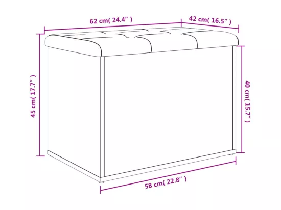 Banc de rangement chêne marron 62x42x45 cm bois d'ingénierie