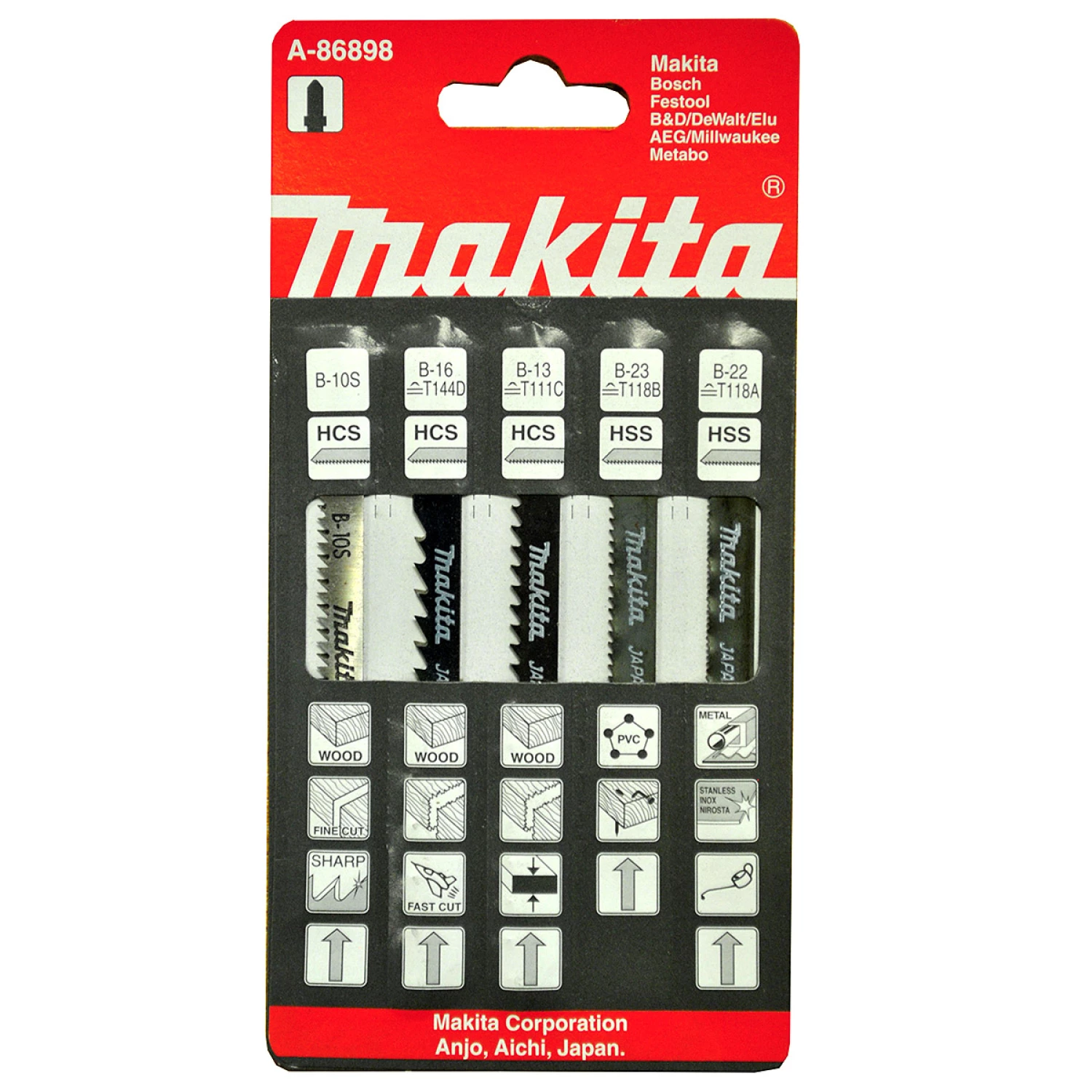 Makita A-86898 5 delig Decoupeerzaagblad set - Hout / Metaal / Kunststof