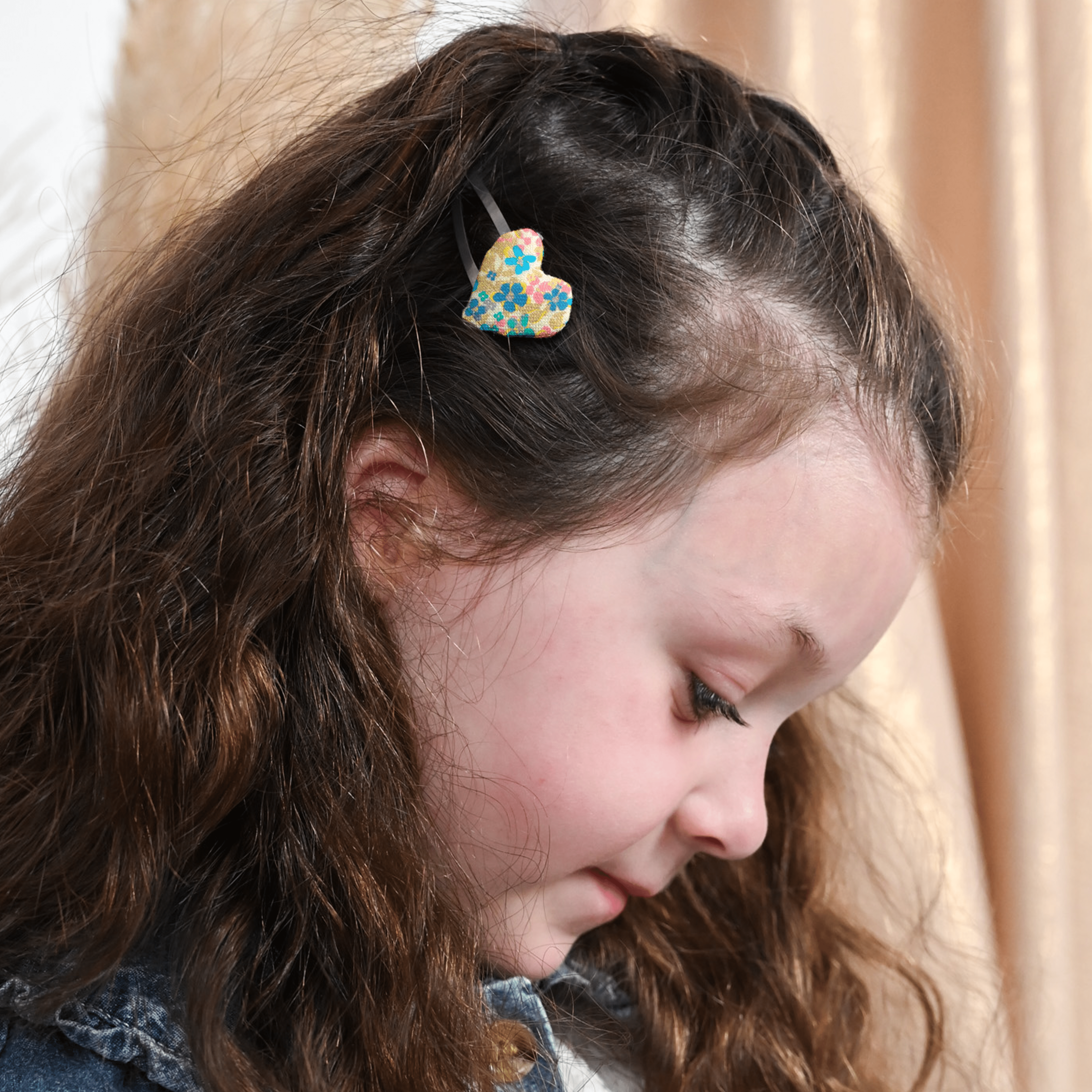 Barrette Clic-Clac Cœur Pâquerette Vintage