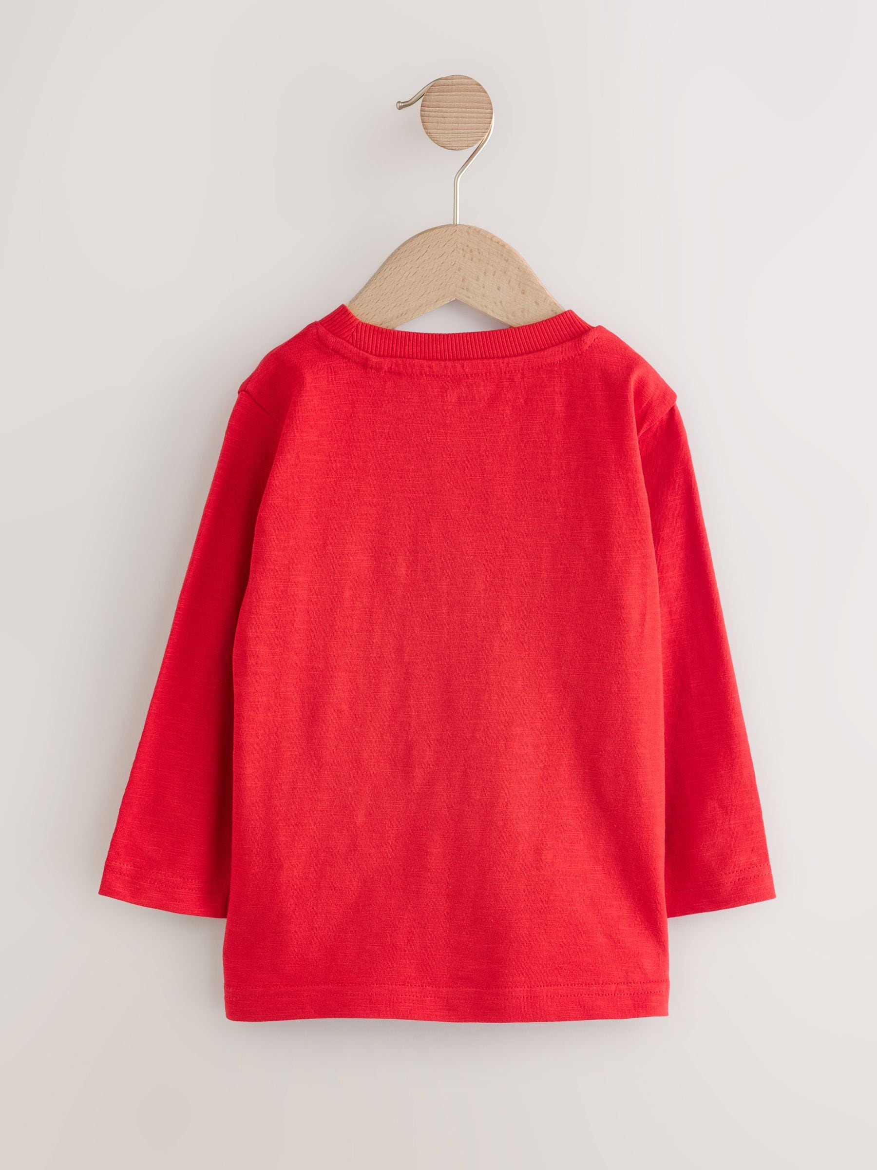 Rode trio-figuurapplicatie - Kerst-T-shirt met lange mouwen (3mnd -8jr)