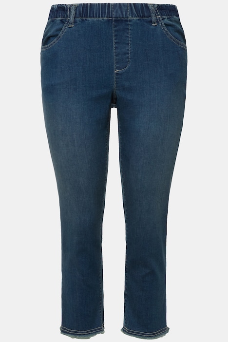 7/8-Jeans Sienna, Fransensaum, schmales Bein, Elastikbund