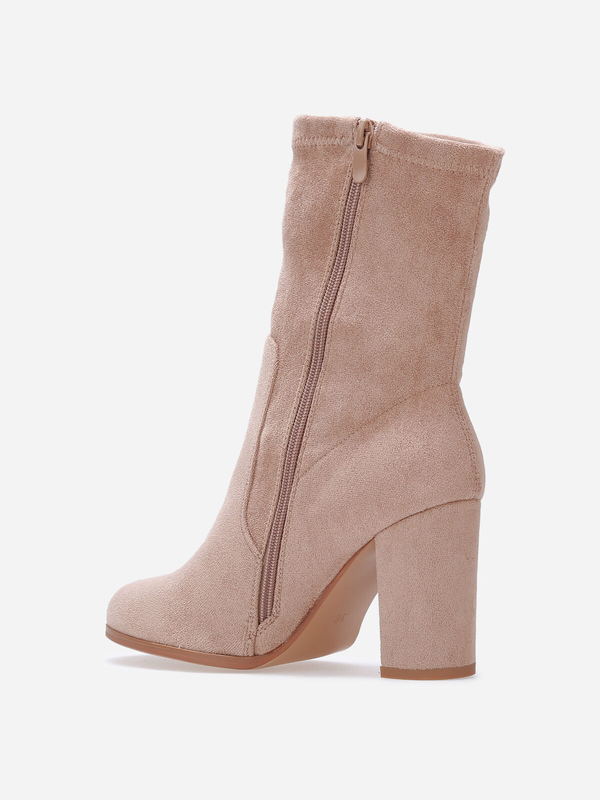 Bottines à talon montantes en suédine- Taupe