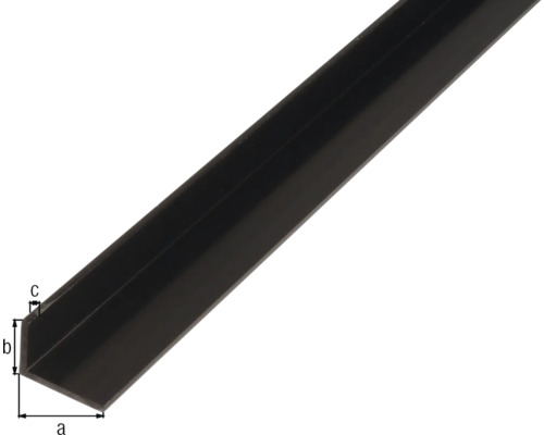 PVC hoekprofiel, zwart, 20x10x1,5 mm, 2 m