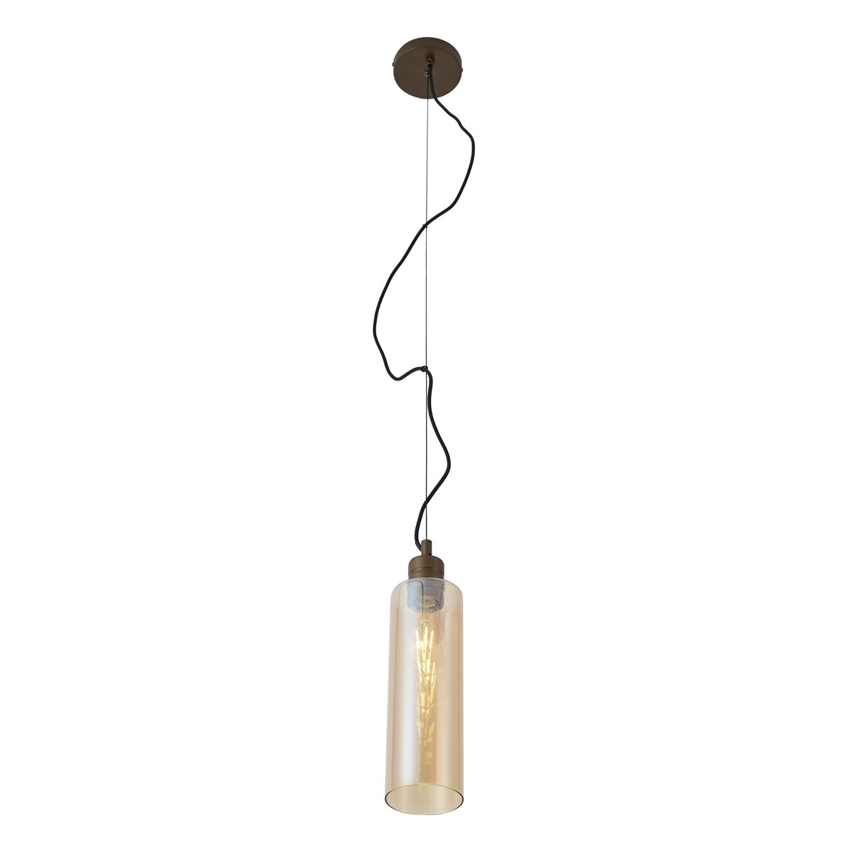 Hotel Chique hanglamp donker brons met amber glas - Stavelot