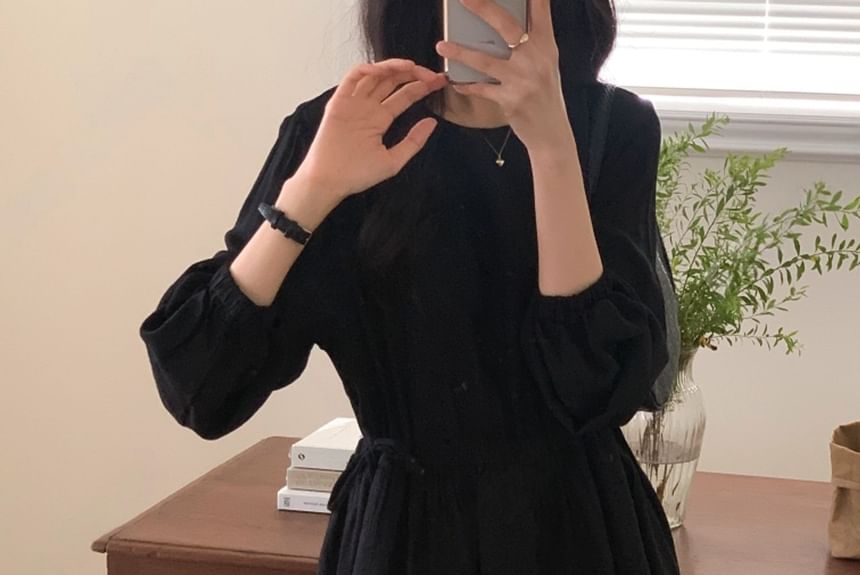 SeoulPop - Effen mini-jurk met lange mouwen