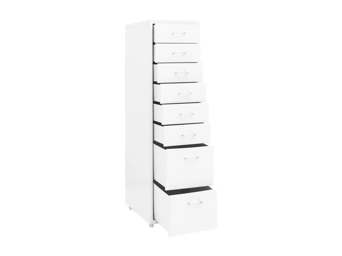 Classeur mobile Blanc 28x41x109 cm Métal