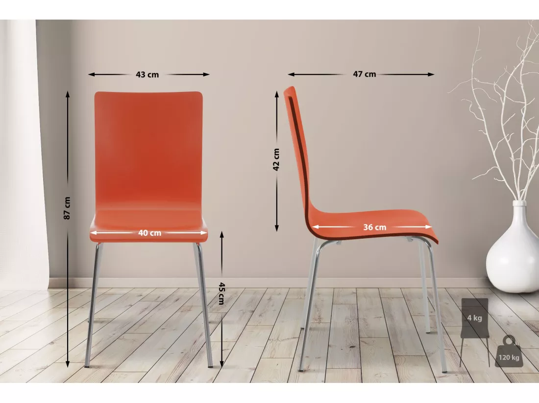 Lot de 8 Chaise de conférence - Bois & Antique - Orange - PEPE