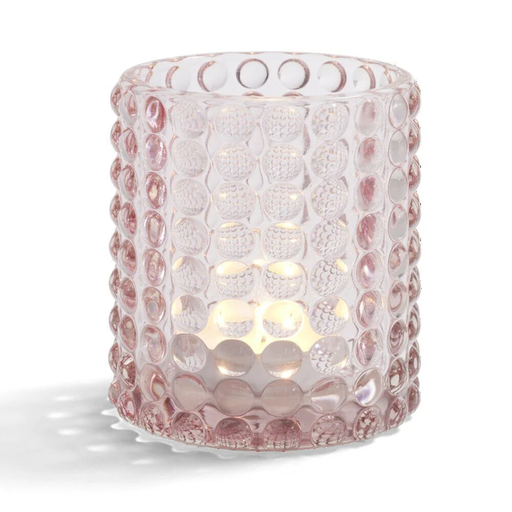 Bougeoir bubble rose clair Ø7,8cm