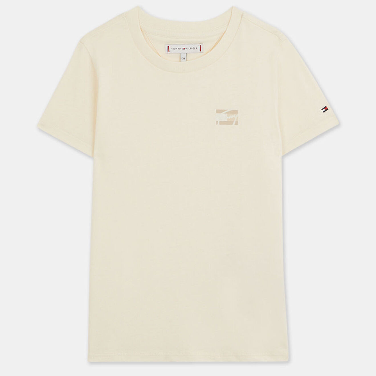 Tommy Hilfiger T-Shirt en Coton bio à logo ton sur ton écru