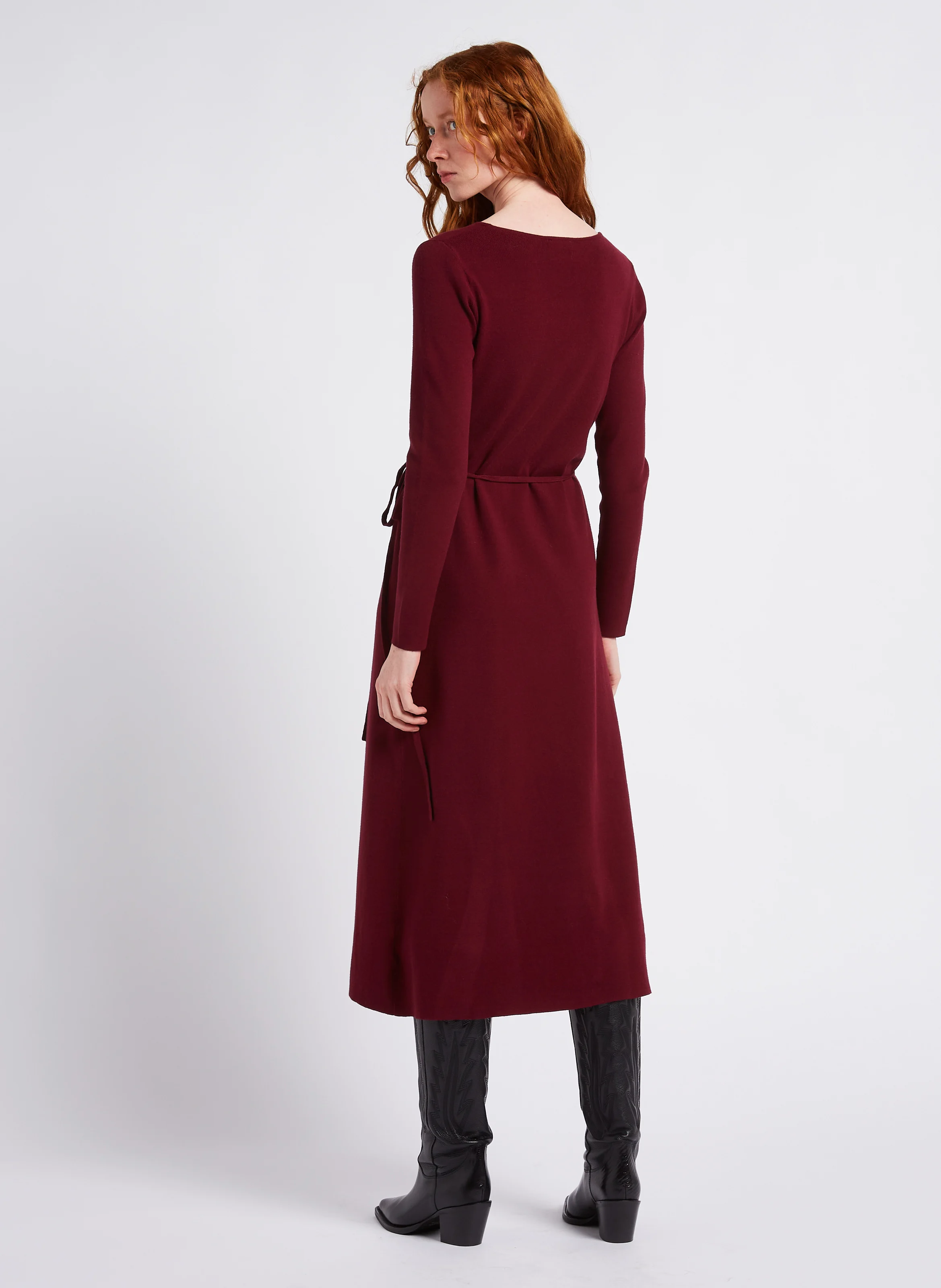ROBBIE - Robe midi en maille| Rouge