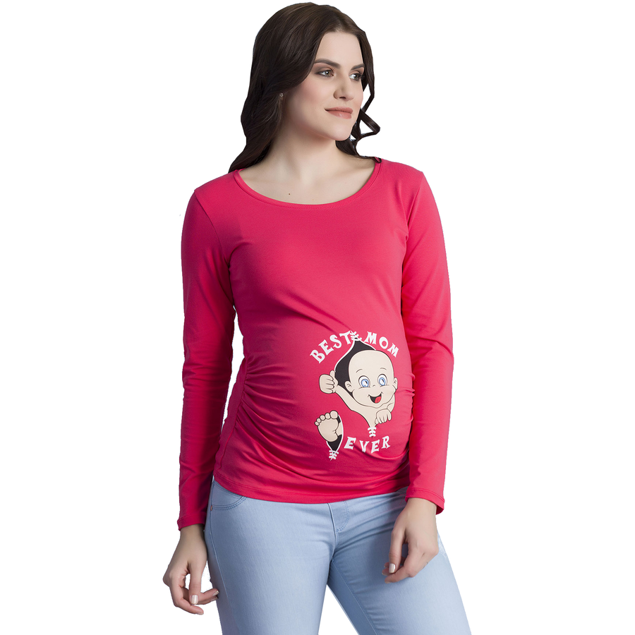 M.M.C. Umstandslangarmshirt Best Mom Ever mit Motiv Koralle