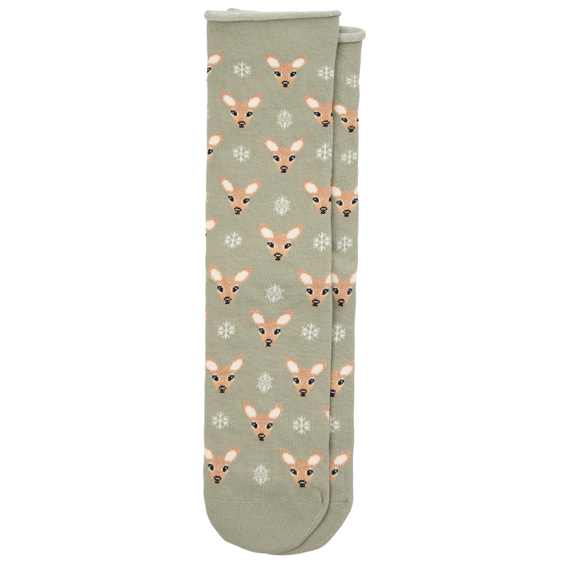 Gina Benotti 1 Paar Damen Socken im Winter-Dessin oliv / hellbraun