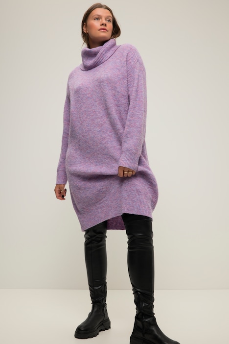 Strick-Minikleid, oversized, Rollkragen, Langarm