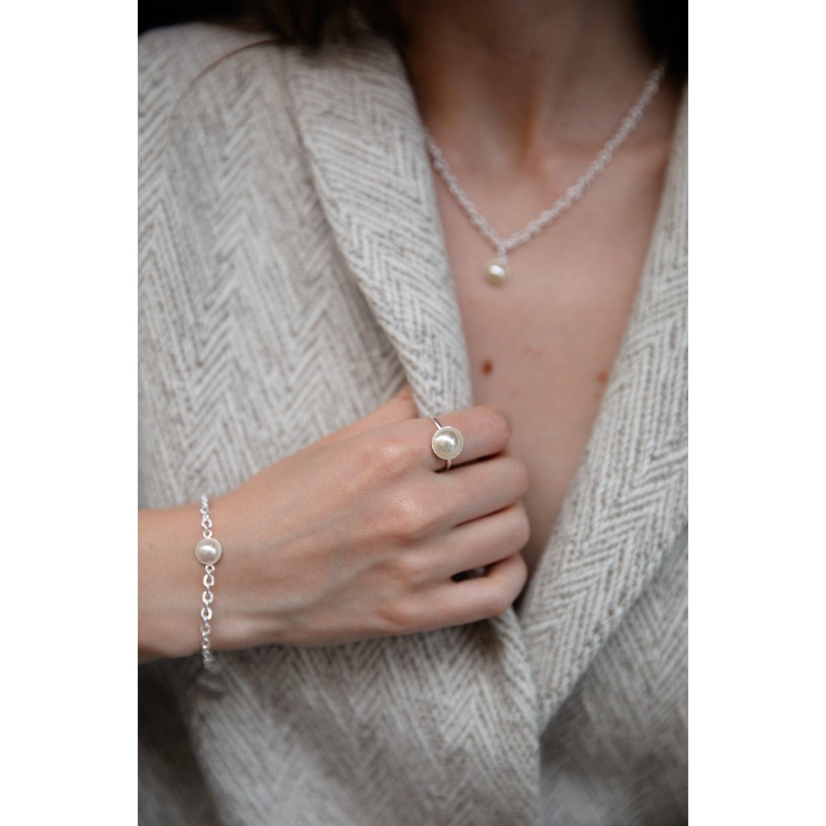 mini bracelet perle  plaqué argent - NÉLYA