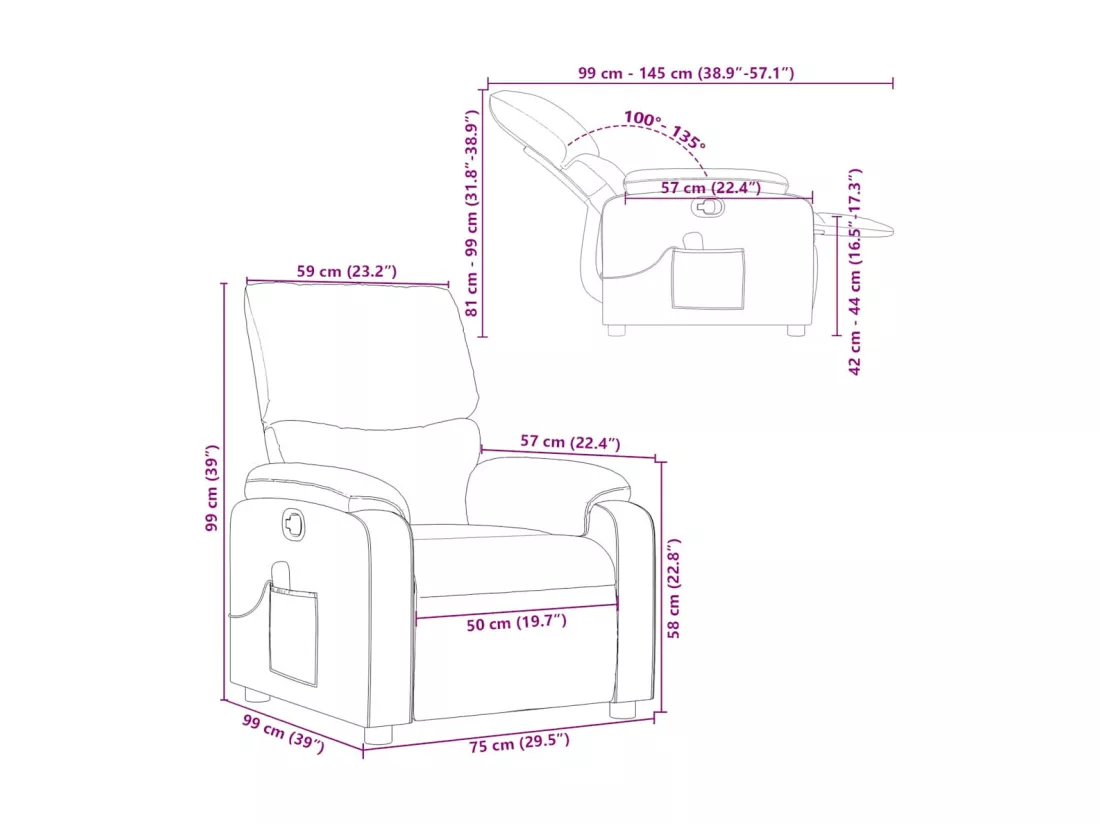 Fauteuil de massage inclinable Noir Similicuir