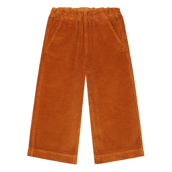 SMALLABLE BASICS Pantalon Fille Elastiqué à la Taille en Velours Côtelé | Noisette