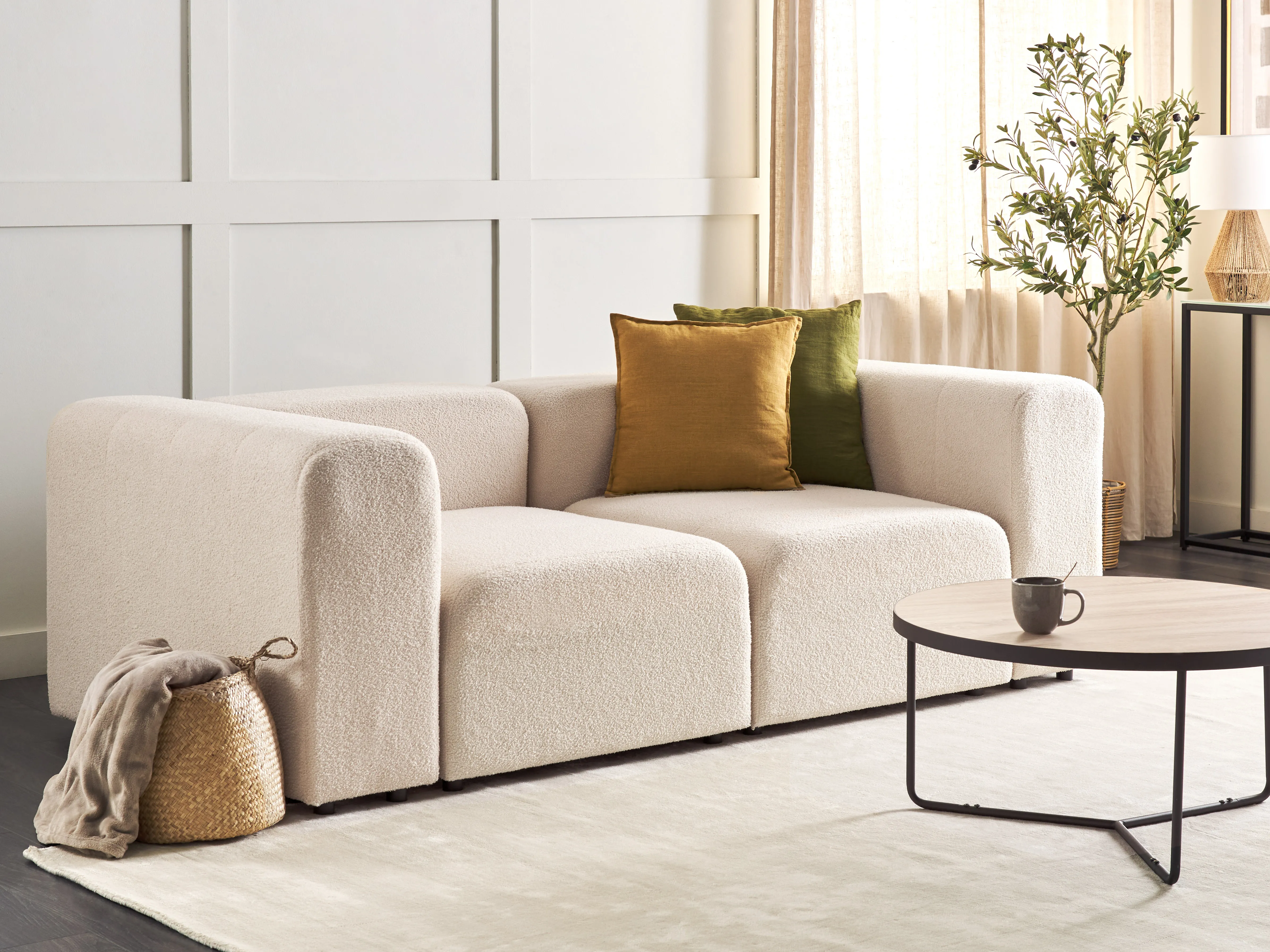 Modulaire bank 2-zits FALSTERBO Bouclé Lichtbeige