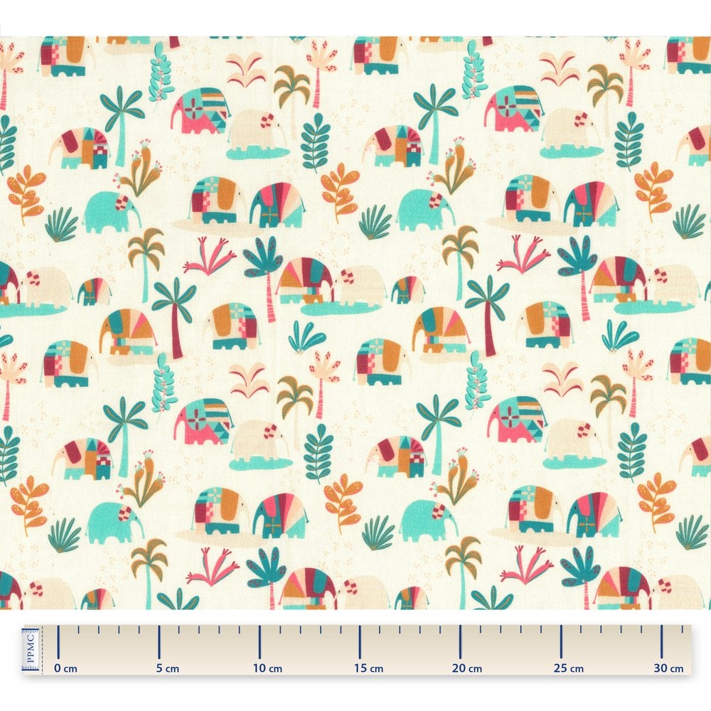 Coupon Tissu 50 Cm Carnaval D'eléphants