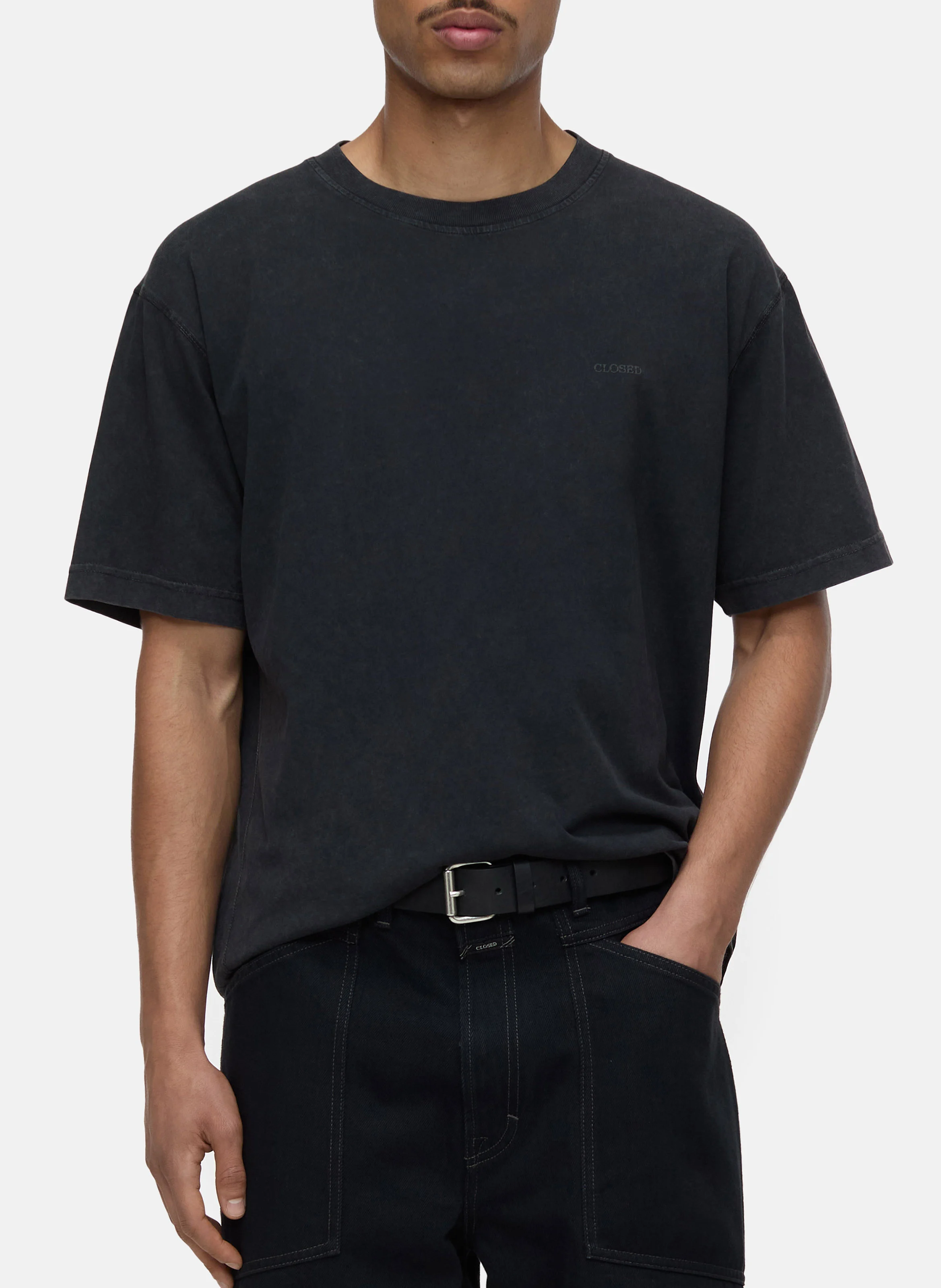Tee-shirt col rond en coton | Noir
