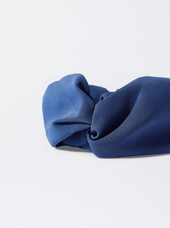 Faixa de cabeça tipo turbante com nó - Azul