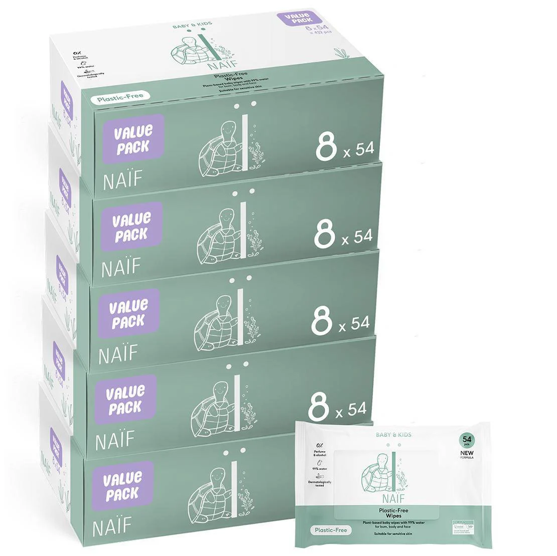 NAÏF 40 stuks - plasticvrije water billendoekjes