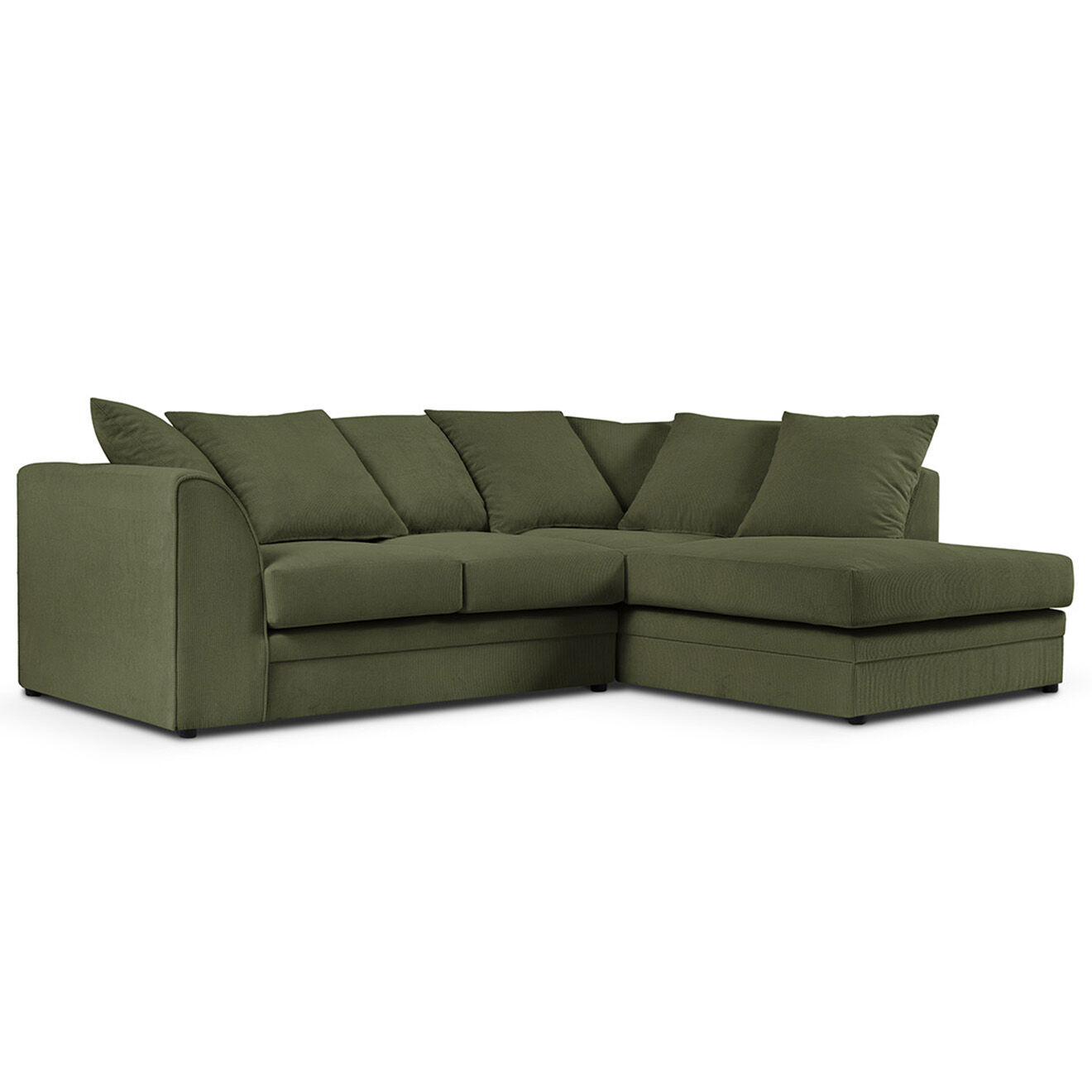 Mazzini Sofas Canapé d'angle Droit Quince Velours côtelé 4 Places vert - 221x171x80 cm