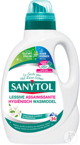 Sanytol Désinfectante Lessive Assainissante Fraîcheur Florale Flacon 1700ml